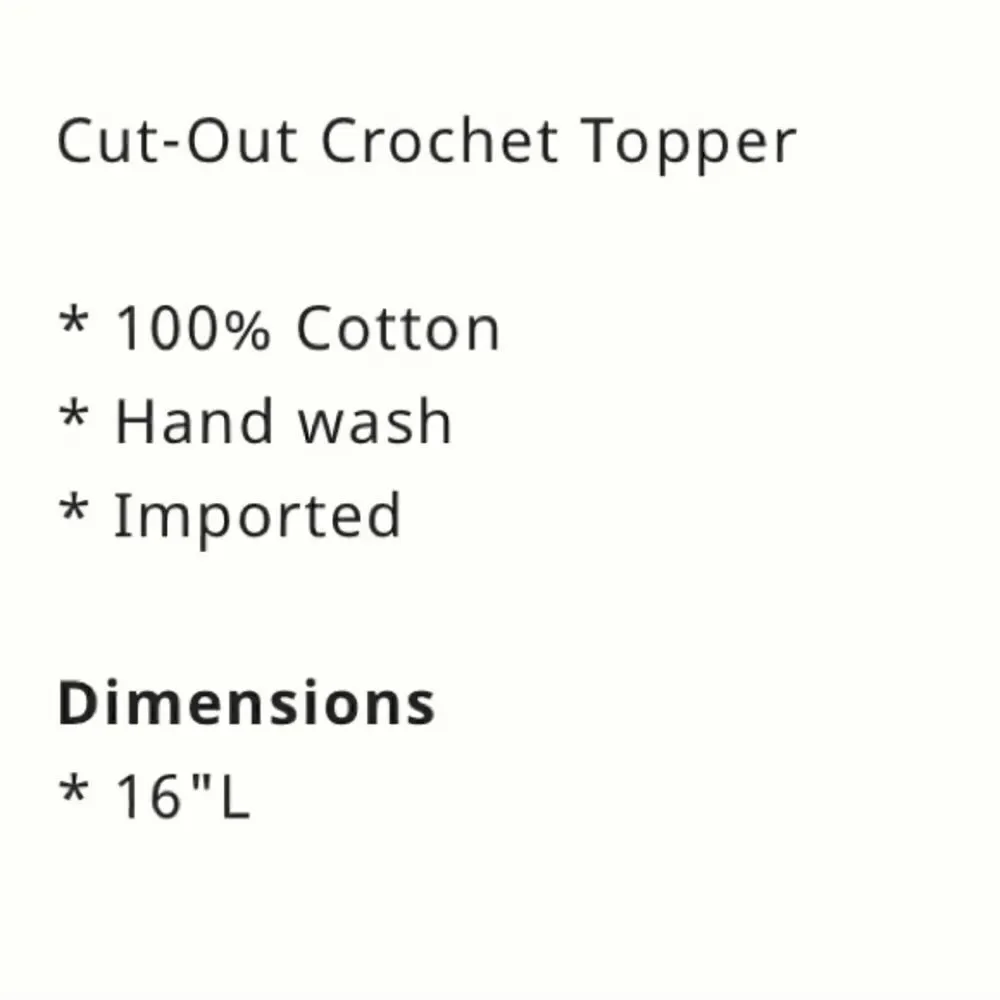 Anthropologie crocheted cut out topper